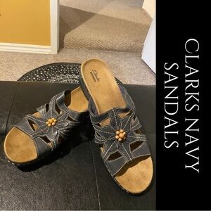 Clarks Navy Blue Beaded Sandals